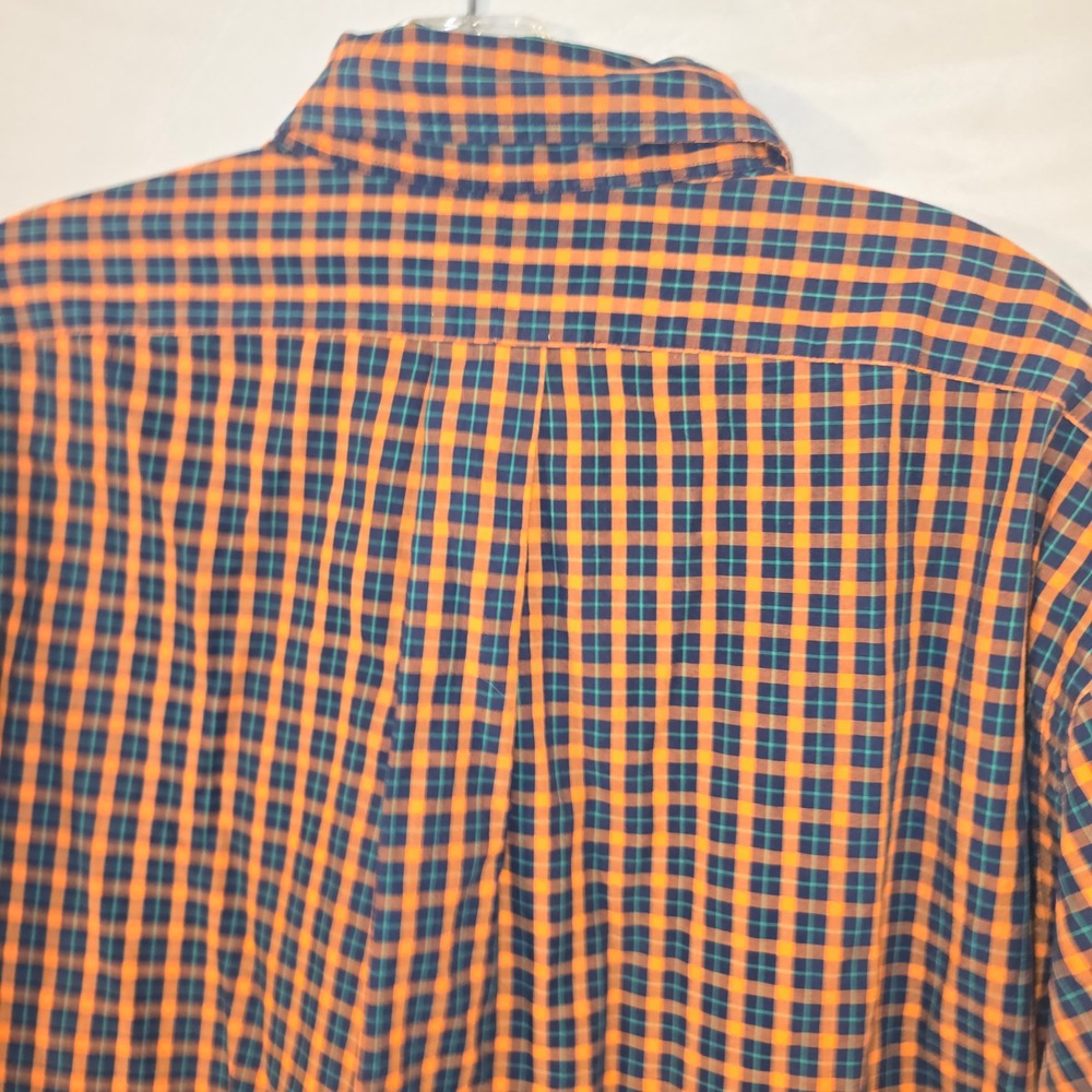 Ralph Lauren Button Down Shirt Large Men Orange Navy Plaid Blake Cotton Long Slv - Picture 7 of 8